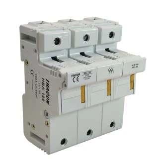 Valjasto podnožje varovalke 3P; 22x58 mm; 100 A, HBA-3P-100