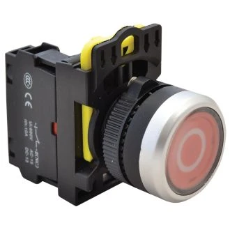 Označeno tipkalo, rdeče, (bela 0) 1×NC, 5A/230V AC-15, IP65, NYG3-P2