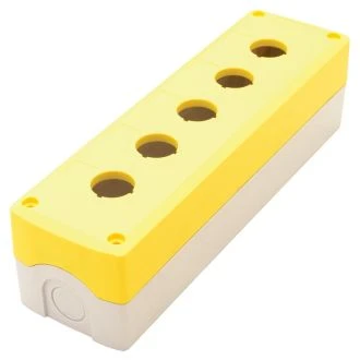 Sestavljeno ohišje za 5 tipk, rumeno d=22,5, IP65, 2×PG-13,5, NYGD-5YE