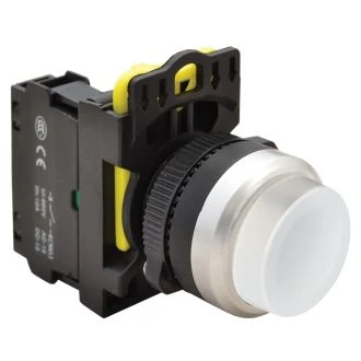 Izbočeno pritisno stikalo, belo 1×NO, 5A/230V AC-15, IP65, NYK3-HW