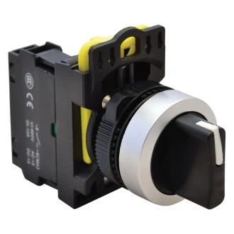 Stikalo z ročajem, tro-pozicijsko, povrat.vzmet z leve 2×NO, 5A/230V AC-15, IP65, NYK3-S33BK