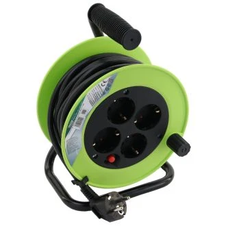 Plastična kabelska roleta, kovinsko ogrodje 4×SCHUKO, 10m, 250V AC, 16 A, 3×1,5mm2, H05VV-F, IP20, KDZ-4/10