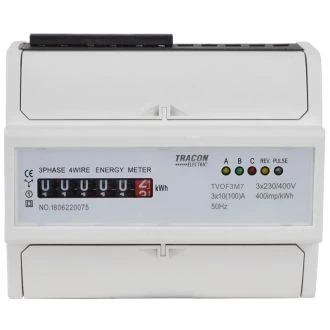 Enotarifni neposredni števec el. energije, 3F, mehanski, 7M 400VAC / 10(100)A, TVOF3M7