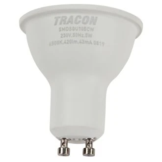 SMD LED spot žarnica s čipom SAMSUNG 230V, 50Hz, GU10, 5W, 420lm, 6500K, 120°, EEI=F, SMDSGU105CW