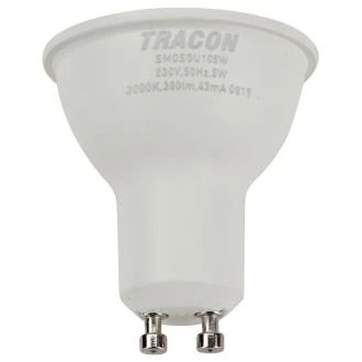 SMD LED spot žarnica s čipom SAMSUNG 230V, 50Hz, GU10, 5W, 380lm, 3000K, 120°, EEI=F, SMDSGU105W
