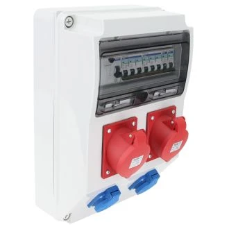 Priključna omarica Z ZAŠČITO in OŽIČENJEM Prot.: RCCB, MCB Out: 2×SCHUKO+2×32A(3P+N+E), TDB09-12MV