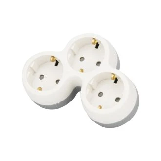 Večnamenski razdelilnik za vtičnico, sivo/bel 3×SCHUKO, max.16A, 230VAC, 3680W, PP, TND3