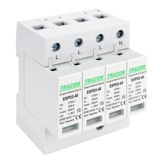 AC prenapet. odvodnik tipa T2, zamenljiv zaščit. element Uc:275V; In:20kA; Imax:40kA; Up:1,3kV; 4P, ESPD2-40-4P