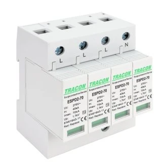 AC prenapet. odvodnik tipa T2, zamenljiv zaščit. element Uc:275V; In:40kA; Imax:70kA; Up:1,7kV; 4P, ESPD2-70-4P