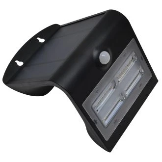 LED solarni reflektor s senzorjem gibanja, stenski, črn 3,2 W, 4000 K, 400 lm, IP65, 3,7 V, 2 Ah, LSLBB3W