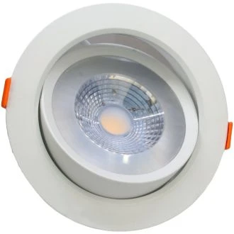 Vgradna LED svetilka, okrogla, v spuščen strop, vrtljiva 200-240 V, 50Hz, 9W, 3000K, 630lm, 38°, IP20, EEI=G, DLCOB9WW