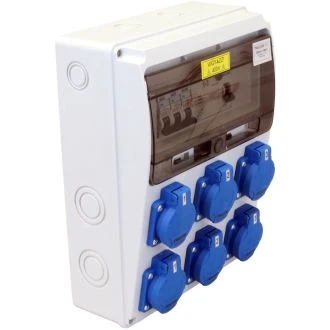 Priključna omarica Z ZAŠČITO in OŽIČENJEM- takoj za uporabo Prot.:RCCB,MCB,Out:6×SCHUKO, TDB14-11MV3
