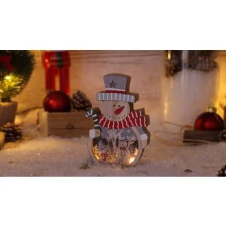 Božična LED dekoracija-snežni mož, na baterije Timer 6+18h, 3LED, 3000K, 2xAAA, CHRSMW3WW