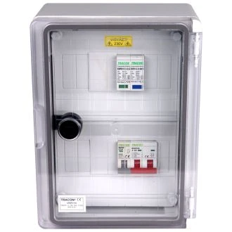 Prenapetostna zaščitna omarica za fotovoltaične sisteme 280×210×130mm,IP65,IK10,AC1+2, 230V, In:16A, Iimp:12.5kA, SPBPV116