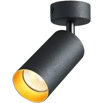 Stropno nastavljivo spot svetilno telo, črno, zlati reflektor 100-240VAC, 50Hz, 1xGU10, max.35W, SPGU10MA1GB