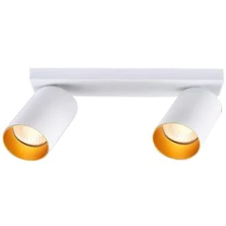 Stropno nastavljivo spot svetilno telo, belo, zlati reflektor 100-240VAC, 50Hz, 2xGU10, max.2x35W, SPGU10MA2GW