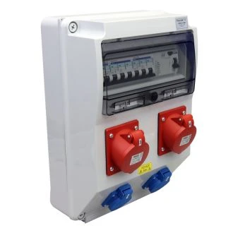 Priključna omarica Z ZAŠČITO in OŽIČENJEM, takoj za uporabo Prot.:RCCB,MCB,Out:2×SCHUKO+2×16A(3P+N+E), TDB15-12MV