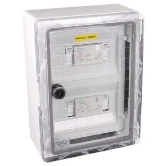 Prenapetostna zaščitna omarica za solarne sisteme 380x260x130mm, IP65, DC1+2, Un=1000VDC, SPBPVDC2BCS