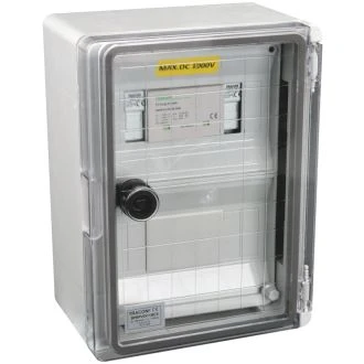 Prenapetostna zaščitna omarica za solarne sisteme 320x210x130mm, IP65, DC1+2, Un=1000VDC, SPBPVDC1BCS