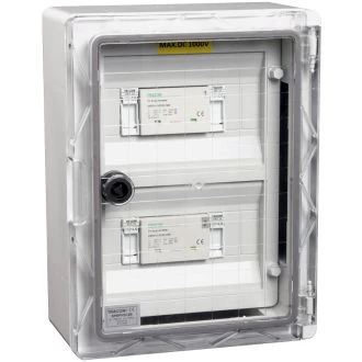 Prenapetostna zaščitna omarica za solarne sisteme 340x260x130mm, IP65, DC1+2, Un=1000VDC, SPBPVDC2B
