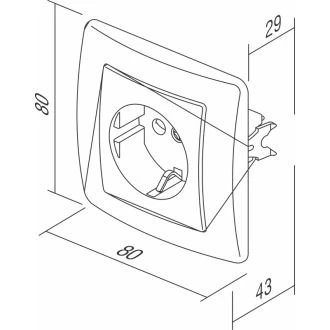 Vtičnica SCHUKO 2P+E 16A 250V~ BV PW KS, VE12PWKS-U