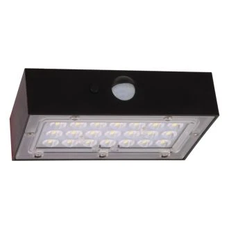 Stenska LED svetilka, solarna+senzor gibanja, črna 3W, 4000K, 350 lm, IP65, 3,7 V, 1,2Ah, LSBB3W