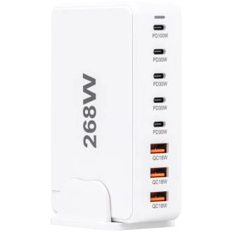 USB polnilna postaja, bela 3 USB A, 5 USB-C, 268W, USB3A5CW