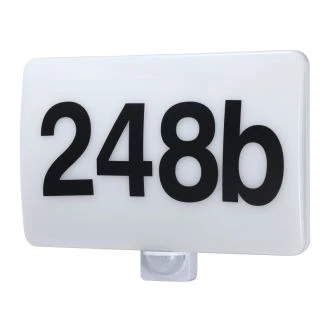 Osvetljena tabla s hišno številko z detektorjem gibanja 230VAC, 20W, 180°, 2-10m, 10s-15m, 4500K , IP65, 1800lm, EEI=F, MFHV20W