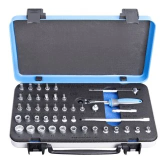 Ključi nasadni 1/4" v kovinski kaseti UNIOR 188B, 4-13mm/44kos, 615150
