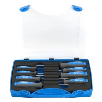 Izvijači ploščato križni tbi v pvc kas. UNIOR 607PB8TBI, 4x PL/2x PH/2x PZ/8kos, 621445