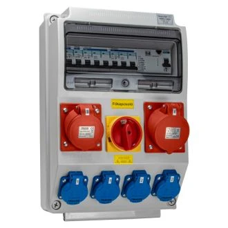 Priključna omarica/vtično gnezdo+ZAŠČITA Z OŽIČENJEM+glavno Prot.:RCCB,MCB,Out:4×SCHUKO+1×16A(3P+N+E)+1×32A(3P+N+E), TDB03-12MVK