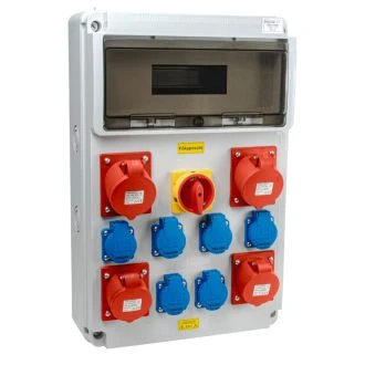 Priključna omarica/vtično gnezdo-BREZ ZAŠČITE in OŽIČENJA+gl Out:6×SCHUKO+2×16A(3P+N+E)+2×32A(3P+N+E), TDB13-16MK