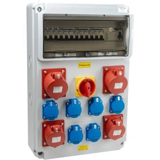 Gradbiščna omarica/vtično gnezdo+ZAŠČITA Z OŽIČENJEM+glavno Prot.:RCCB,MCB,Out:6×SCHUKO+2×16A(3P+N+E)+2×32A(3P+N+E), TDB13-16MVK