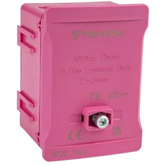 Odcepna vrstna sponka, možnost plombiranja, roza 2x35mm2 / 3x35mm2, 690VAC, 100A, 5 kos, FSK35R