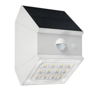 Solarna stenska LED svetilka s senzorjem gibanja, bela 2 W, 4000 K, 300 lm, IP65, 3,7 V, 1,2 Ah, LSCW2W