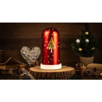 LED božična steklena krogla, smrekica, na baterije Timer 6+18h, 10LED, 3000K, 3xAA, CHRGR10WW