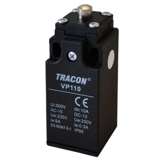 Pozicijsko stikalo, stožčasto-odbojno 1×NO+1×NC, 6A/250V AC, IP65, VP110