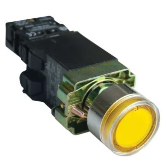 Svetilna tipka, rumena, s transformatorjem, glim, 1×NO, 3A/400V AC, 6V, IP42, NYGBW3551S