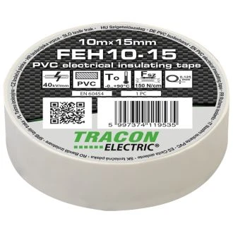 PVC izolirni trak 10m x 15mm bel, 10 kos, FEH10-15