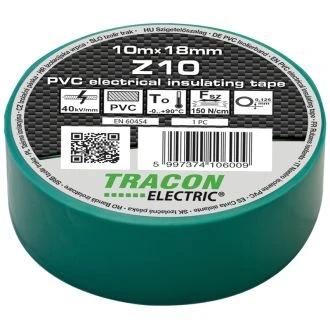 PVC izolirni trak 10m x 18mm zelen, 10 kos, Z10
