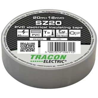 PVC izolirni trak 20m x 18mm siv, 10 kos, SZ20