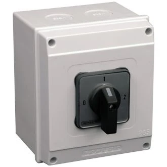 Grebenasto stikalo z ohišjem, (0-1-2) 400V, 20A, 2×4P, 5,5kW, 48×48mm, 90°, IP65, TKB-209/4T65