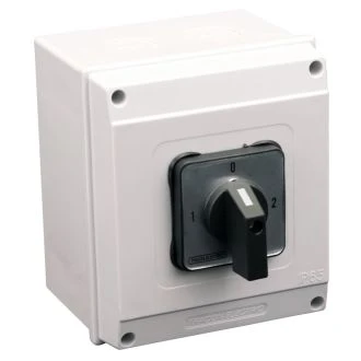 Grebenasto stikalo z ohišjem, (1-0-2) 400V, 25A, 2×4P, 7,5kW, 48×48mm, 90°, IP65, TKV-259/4T65