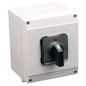 Grebenasto stikalo z ohišjem, (1-0-2) 400V, 63A, 2×3P, 18,5kW, 64×64mm, 90°, IP65, TKV-639/3T65