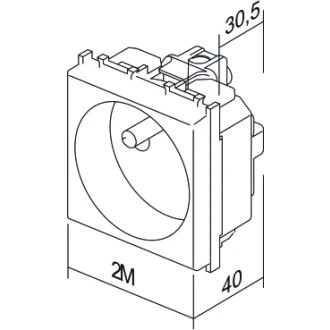 Vtičnica FRANCOSKA+KS+POKROV 2P+E 16A 250V~ 2M BB, VM41BB-B