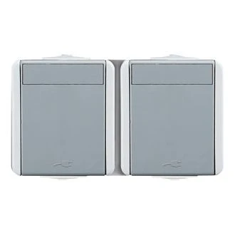 Set vtičnica SCHUKO DVOJNI Horizontalni IP44 2x2P+E 16A 250V~ GY, CF10GY-U