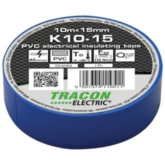 PVC izolirni trak 10m x 15mm moder, 10 kos, K10-15