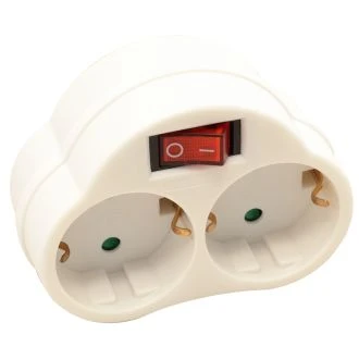 Priključni adapter s stikalom, beli 250 VAC 16 A 2×SCHUKO, max. 3680 W, KACS2