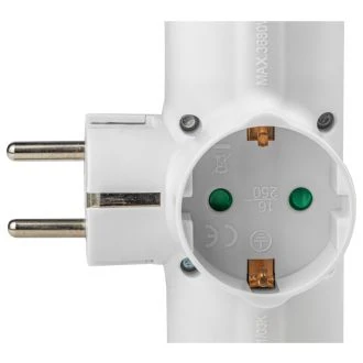 Priključni adapter s stikalom, beli 3×SCHUKO, 250 VAC, 16 A, max. 3680 W, KACS3