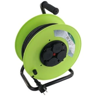 Plastična kabelska roleta, kovinsko ogrodje 4×SCHUKO, 30m, 250V AC, 16 A, 3×1,5mm2, H07RN-F, IP44, KDZ-4/30G